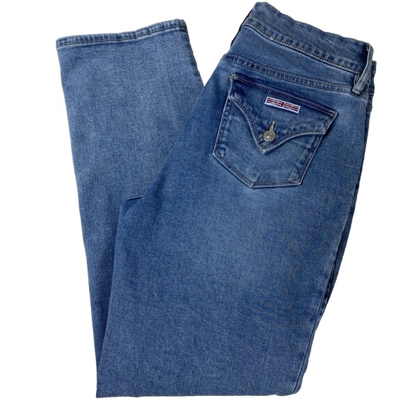 Hudson Y2K Flap Jeans Womens 8 Straight Leg Stretch Denim Midrise Classic Comfy - Picture 1 of 16
